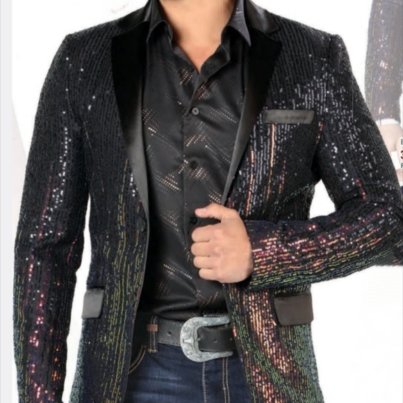 Sequin Party Men's Luxury Blazer - Picture 2 of 2